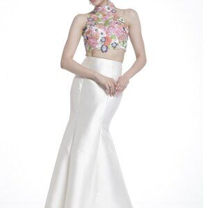 Halter Neck Two Piece Mermaid Prom Dress CD7634